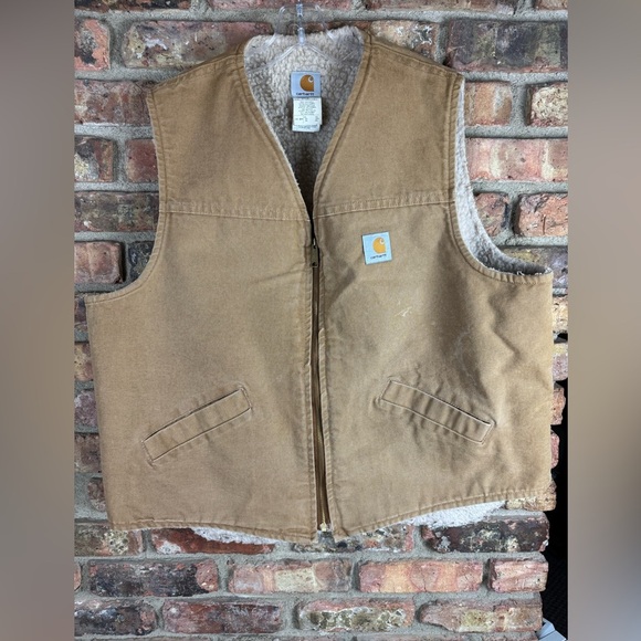 Carhartt Other - Vintage 90s Carhartt Khaki Fleece Zip Vest Size 2XLarge